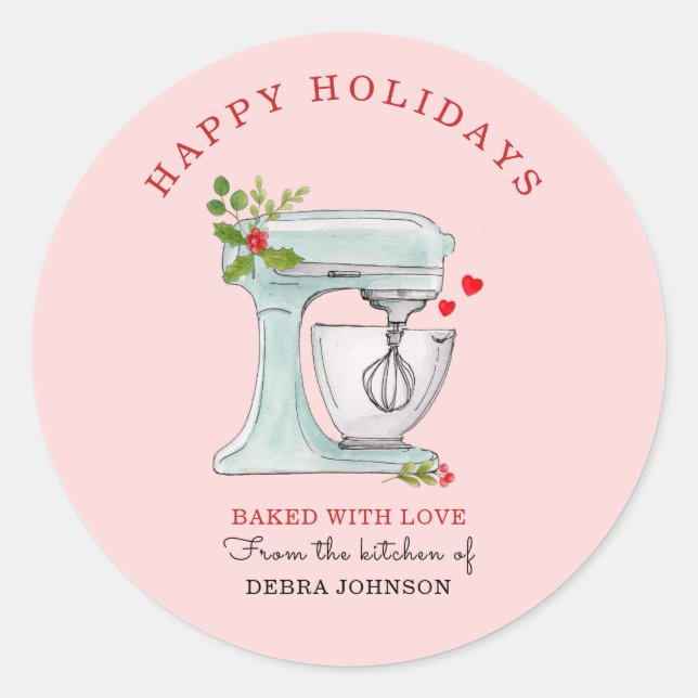 Holiday Watercolor cake Mixer Bäcker Aufkleber (Vorderseite)