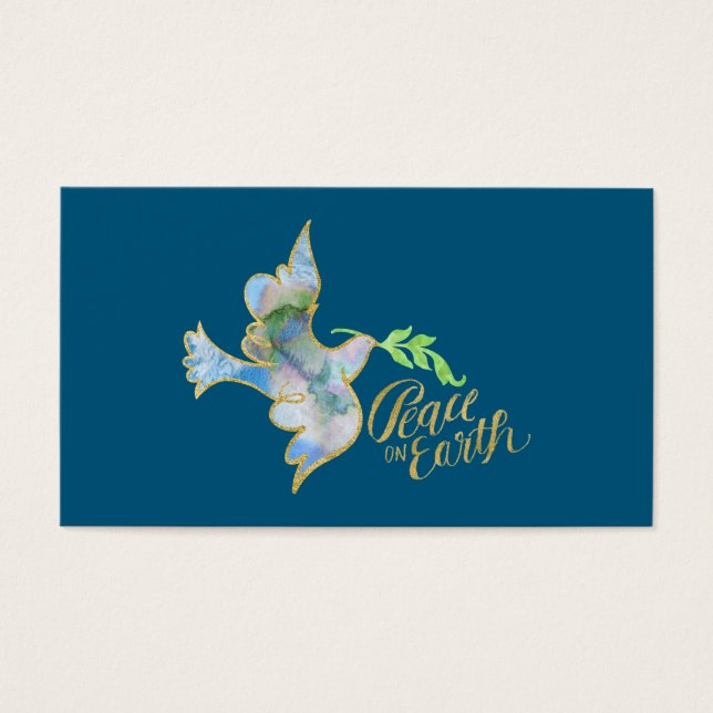 Holiday Watercolor Dove Gold Weltfrieden (Vorderseite)