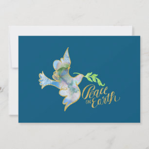 Holiday Watercolor Dove Gold Weltfrieden Feiertagskarte