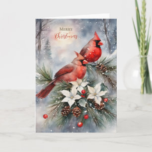 Holiday Watercolor Kardinal Pair Karte