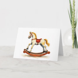 Holiday Watercolor Rocking Horse Dankeskarte