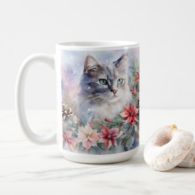 Holiday Watercolor Tabby Kaffeetasse (Mit Donut)