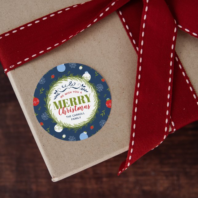 Holiday Whimsy Personalisiert Weihnachtskleber Runder Aufkleber (Von Creator hochgeladen)
