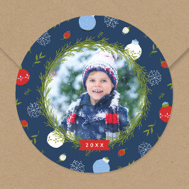 Holiday Whimsy Personalisiertes Weihnachtsfest Fot Runder Aufkleber