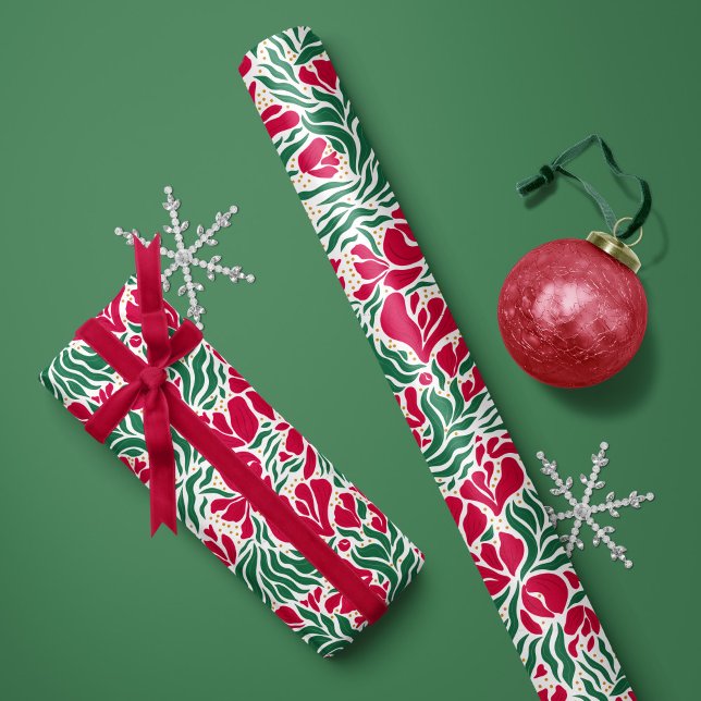 Holiday Wild Florals Wrapping Paper - White Geschenkpapier Set (Wild florals holiday gift wrap sheets by Clearlytangled Studio.)