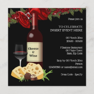 Holiday wine cheese Party Familiencocktail Einladung