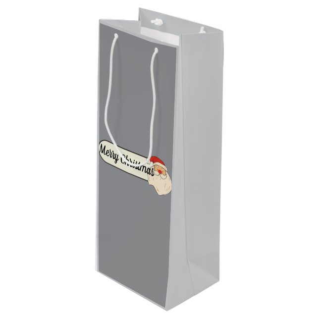 Holiday Wine Gift Bag – Cheerful Christmas Design Geschenktüte Für Weinflaschen (Vorderseite Schrägansicht)