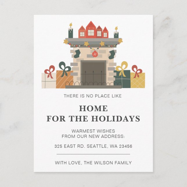 Holiday Winter Fireplace Zuhause Weve Moving Holid Postkarte (Vorderseite)