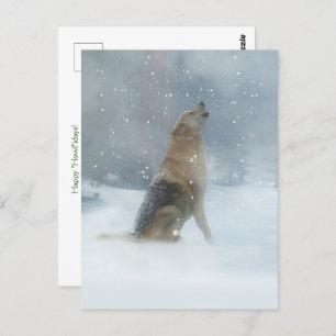Holiday Wolf und Snow Happy Howlidays Postkarte