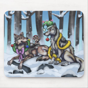 Holiday Wolves Mousepad