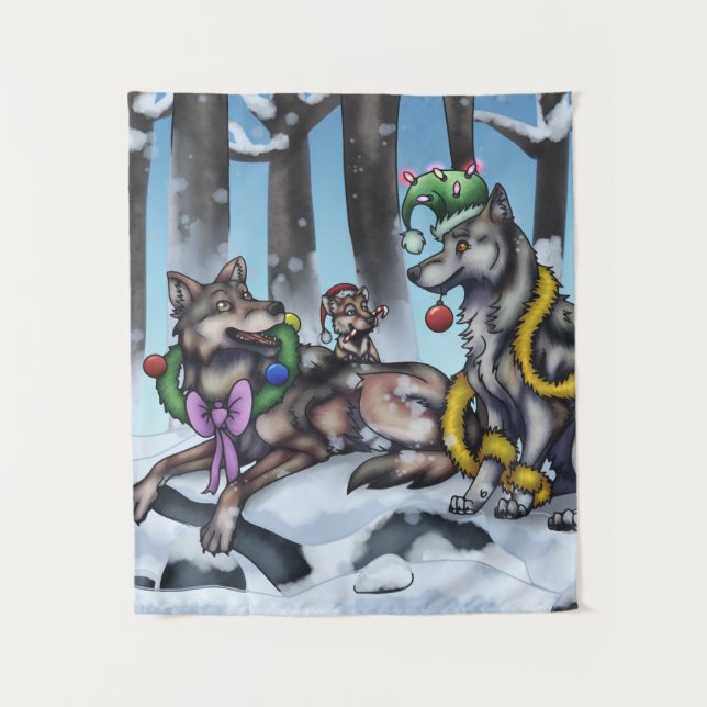 Holiday Wolves Wandteppich (Vorderseite)