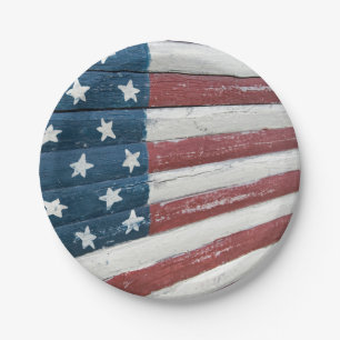 Holiday Wooden American Flag Pappteller