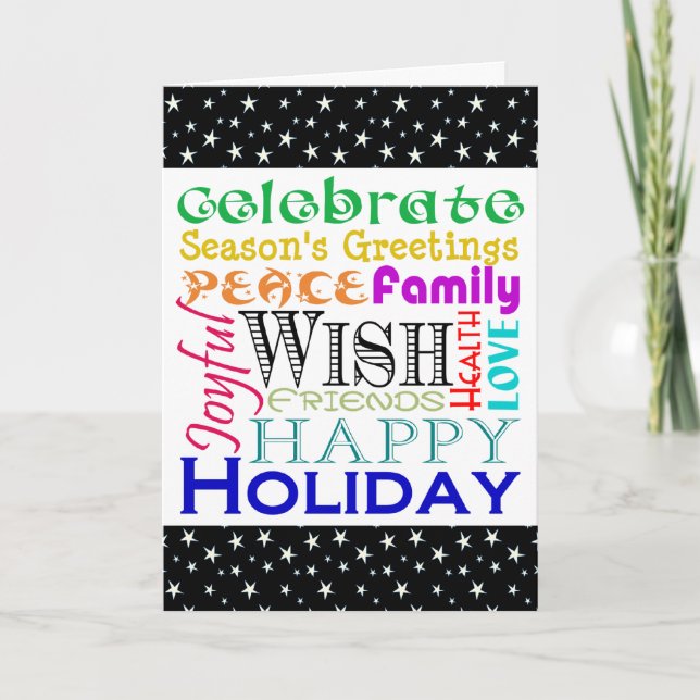 Holiday Word Cloud Feiertagskarte (Vorderseite)