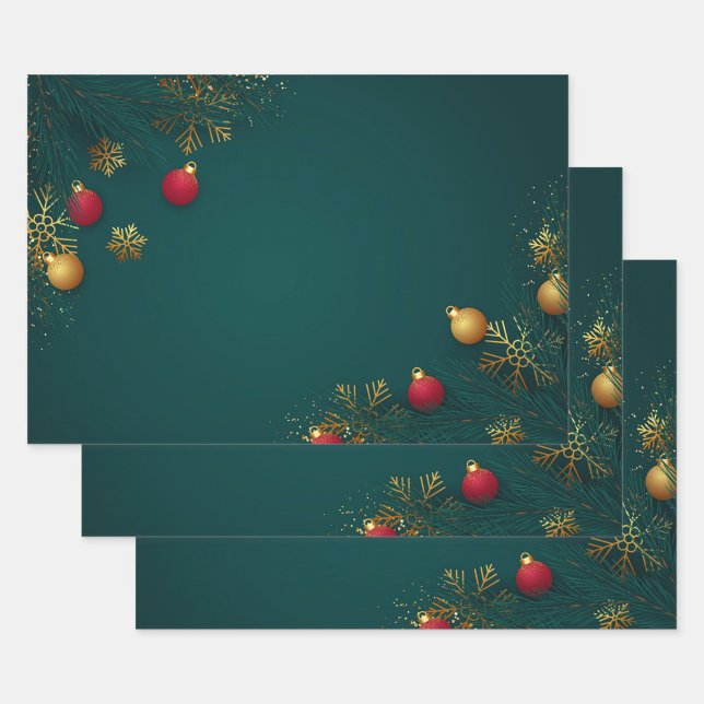 Holiday Wrapping Paper Flat Sheet Set of 3 Geschenkpapier Set (Christmas Flat Sheets Wrapping Paper!)