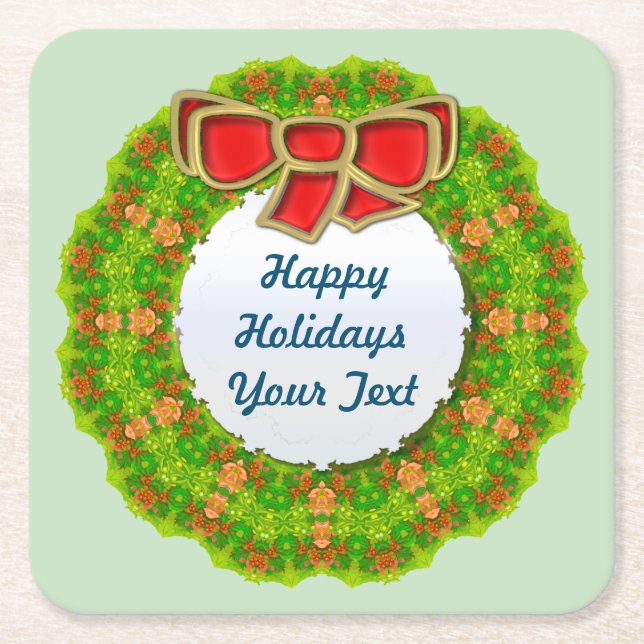 Holiday Wreath Abstrakt Modernes geometrisches Des Rechteckiger Pappuntersetzer (Vorderseite)