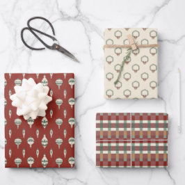 Holiday Wreath and Ornament Gift wrap sheets Geschenkpapier Set