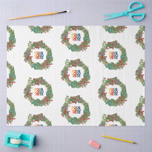 Holiday Wreath Business Logo Christmas  Seidenpapier (Basteln)