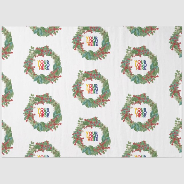 Holiday Wreath Business Logo Christmas  Seidenpapier (Vorderseite)