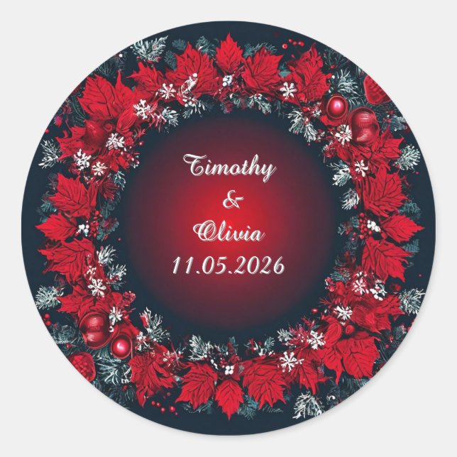 Holiday Wreath Design Runder Aufkleber (Vorderseite)