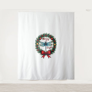 Holiday Wreath Dragonfly Wandteppich