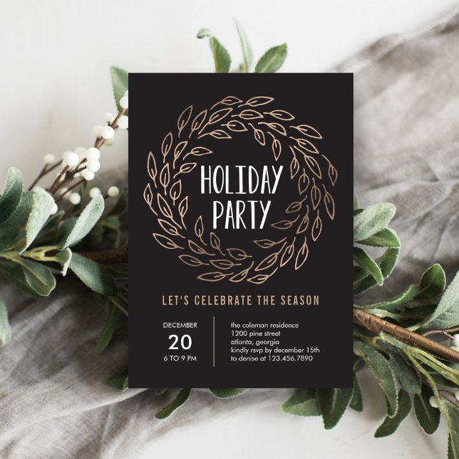 Holiday Wreath EDITABLE FARBE Party Einladung (Von Creator hochgeladen)