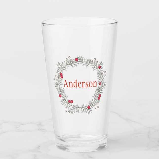 Holiday Wreath Editable Glass Glas (Vorderseite)