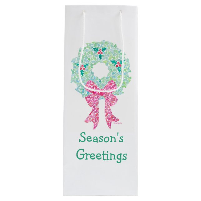 Holiday Wreath Geschenktüte Für Weinflaschen (Vorderseite)