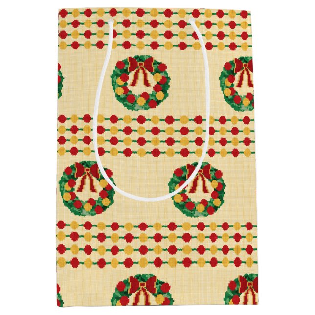 Holiday Wreath Knit Mittlere Geschenktüte (Vorderseite)