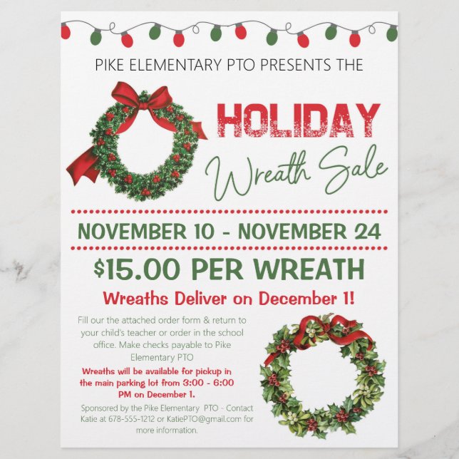 Holiday Wreath Sale Fundraiser Flyer (Vorne)
