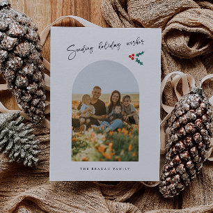 Holiday wünscht Minimalistischer Weißer Bogen Mist Feiertagskarte