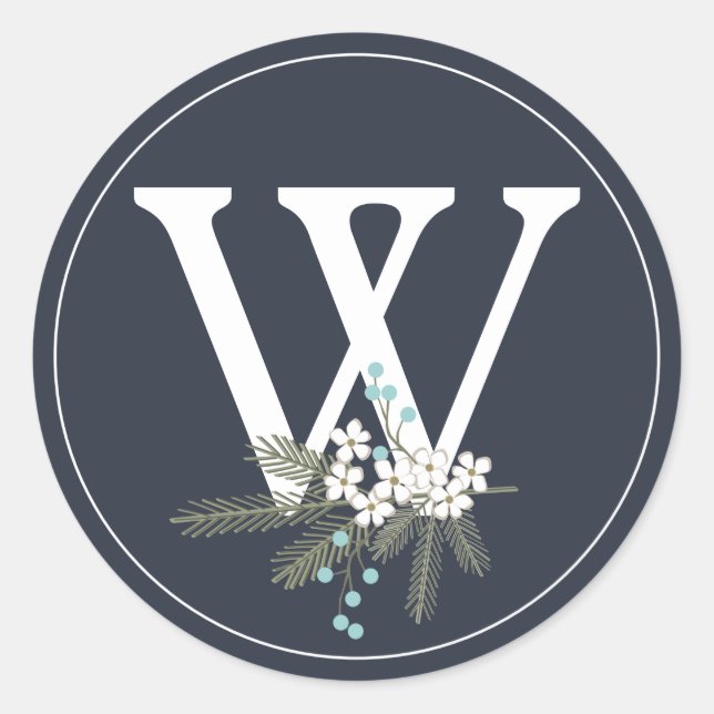 Holiday wünscht Monogram Christmas Umschlag Aufkle Runder Aufkleber (Vorderseite)