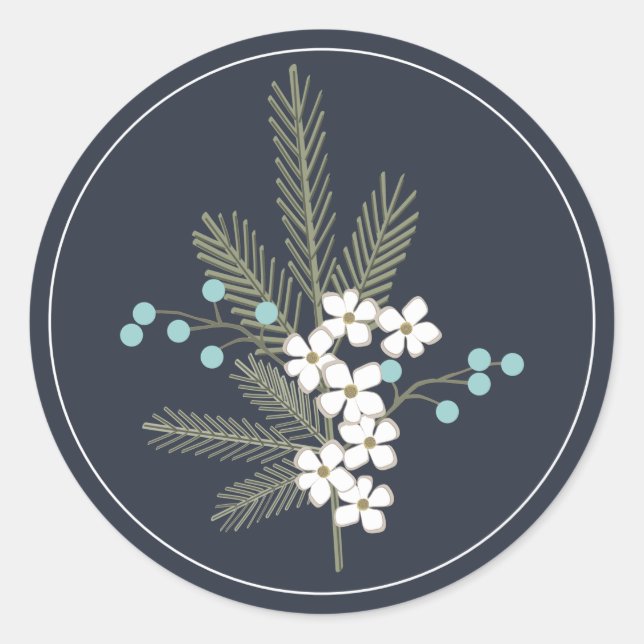 Holiday wünscht Monogram Christmas Umschlag Aufkle Runder Aufkleber (Vorderseite)