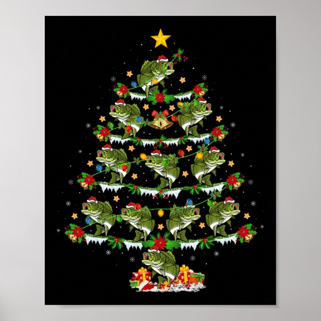 Holiday Xmas Lighting Santa Byss Fish Christmas Tr Poster (Vorne)