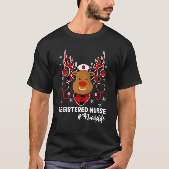 Holiday Xmas Registered Nurse Life Reindeer Christ T-Shirt (Vorderseite)