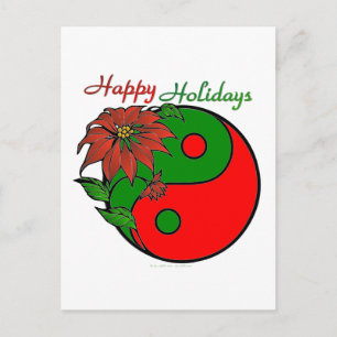 Holiday Yin Yang Poinsettia Green Red Feiertagspostkarte