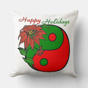 Holiday Yin Yang Poinsettia Green Red Kissen