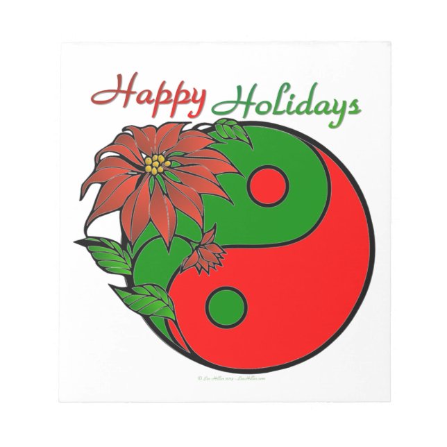 Holiday Yin Yang Poinsettia Green Red Notizblock (Vorderseite)