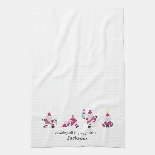 Holiday Yogi Yoga Santa Family Geschirrtuch (Vertikal)