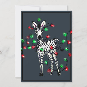 Holiday Zebra, rote, grüne Weihnachtsleuchten Feiertagskarte