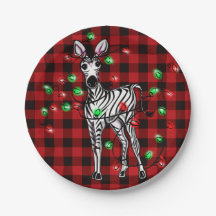Holiday Zebra, roter Tartan, blinkende Lichter