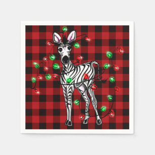 Holiday Zebra, roter Tartan, blinkende Lichter Serviette