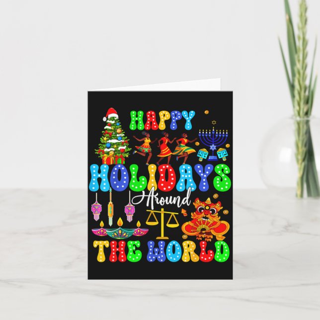 Holidays Around World Xmas Hanukkah Kwanzaa Diwali Karte (Vorderseite)