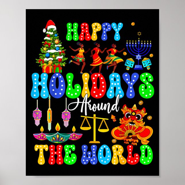 Holidays Around World Xmas Hanukkah Kwanzaa Diwali Poster (Vorne)