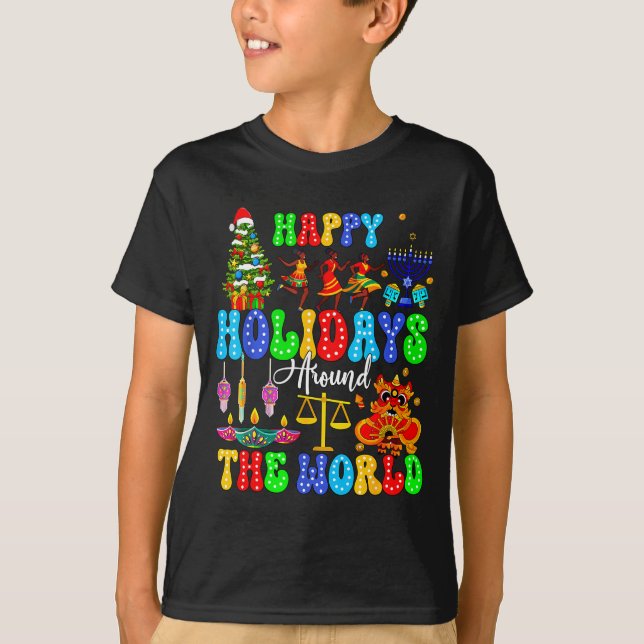 Holidays Around World Xmas Hanukkah Kwanzaa Diwali T-Shirt (Vorderseite)