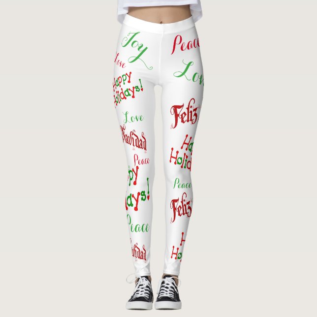 Holidays Feliz Navidad Print Frauen Leggings (Vorderseite)