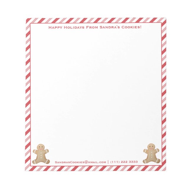 Holidays Gingerbread Man Cookies Personalisiert Notizblock (Vorderseite)