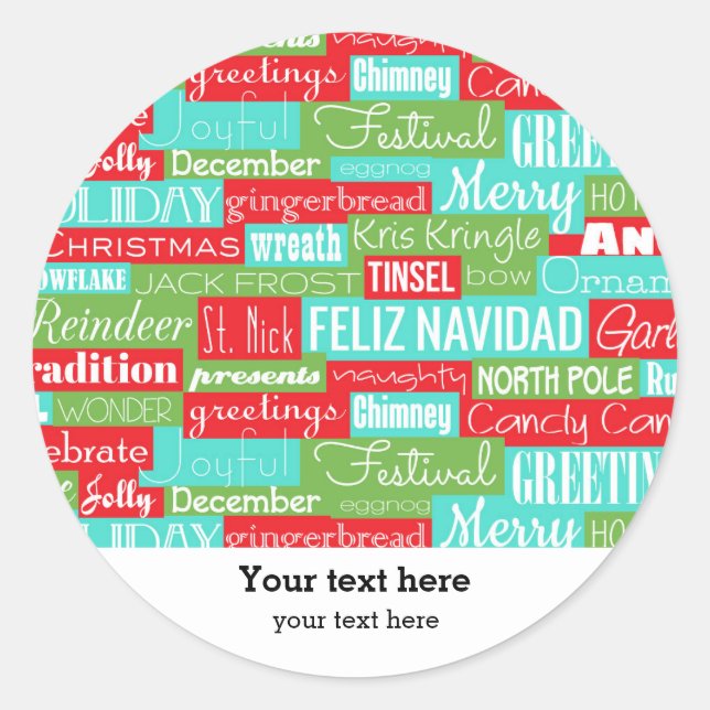 Holidays Jahreszeittypografie Runder Aufkleber (Vorderseite)