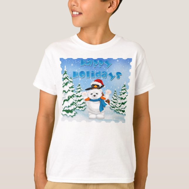 Holidays Polar Bear Pinguin Kid's Long Sleeve T T-Shirt (Vorderseite)