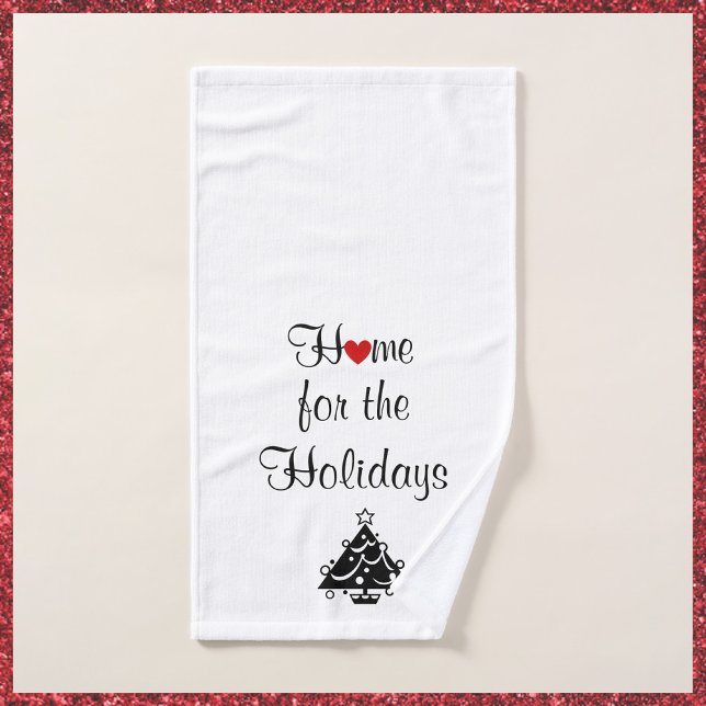 Holidays Red Heart & Tree Handtuch (Bookmark my store! https://www.zazzle.com/store/capricepetit)