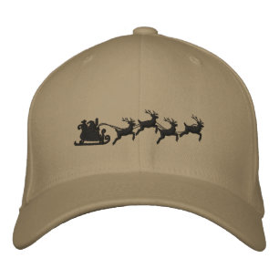 Holidays Santa Sleigh Ride Szene Stickerei Bestickte Baseballkappe